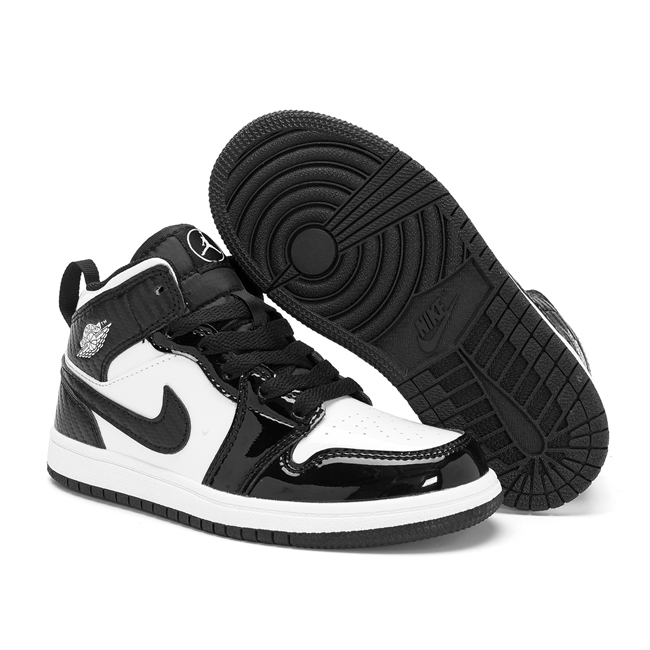 Youth Running Weapon Air Jordan 1 Black/White Shoes 0692